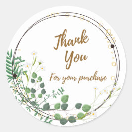 Daisy Greenery 'Thank You' Round Sticker