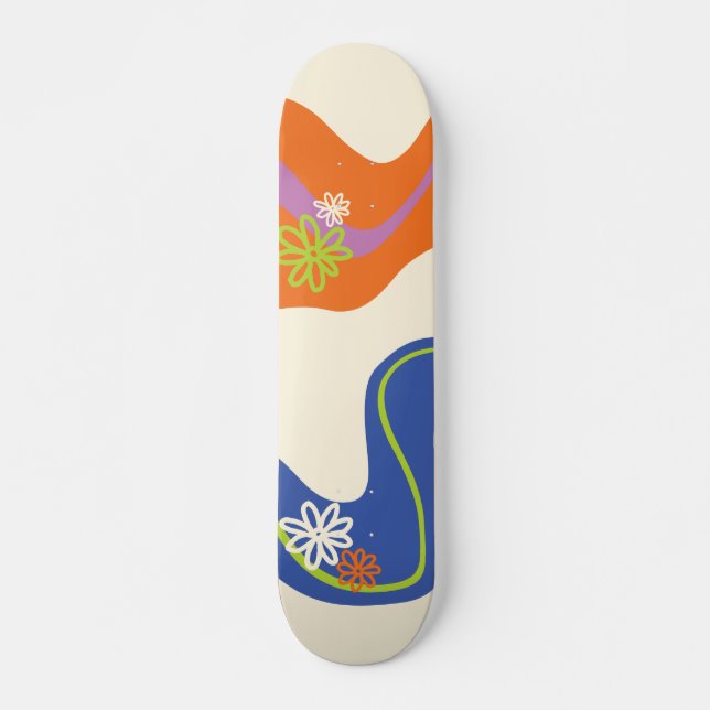 Daisy Groove Blue, Orange, Lila, Green, & Cream Skateboard (Vorne)