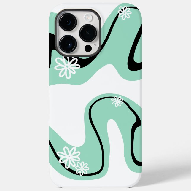 Daisy Groove in Mint Green, Black und White Case-Mate iPhone Hülle (Rückseite)