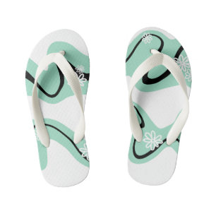 Daisy Groove in Mint Green, Black und White Kinderbadesandalen