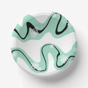 Daisy Groove in Mint Green, Black und White Pappteller