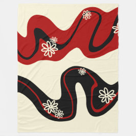 Daisy Groove - Red & Cream Fleecedecke