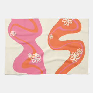 Daisy Groove - Rosa, Orange und Creme Geschirrtuch