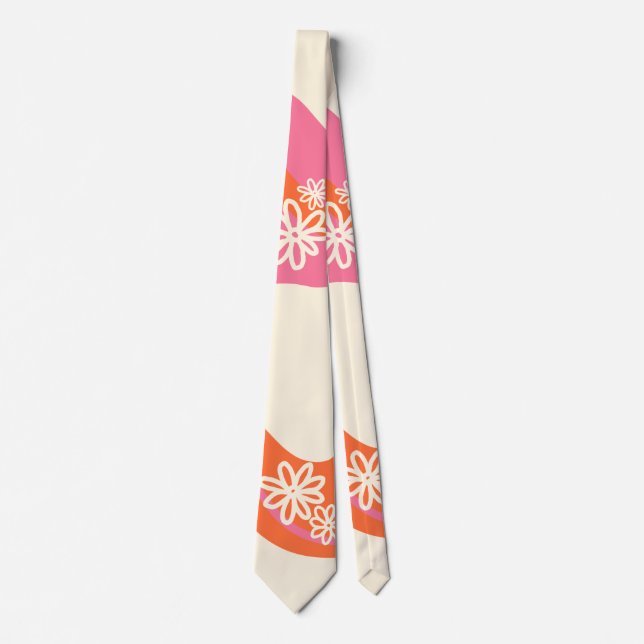 Daisy Groove - Rosa, Orange und Creme Krawatte (Vorderseite)