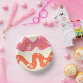 Daisy Groove - Rosa, Orange und Creme Pappteller