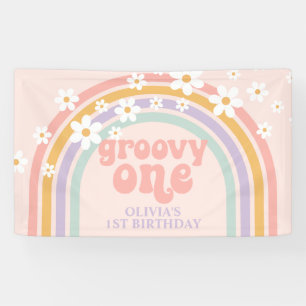 Daisy Groovy One Pastel Regenbogen zum ersten Gebu Banner
