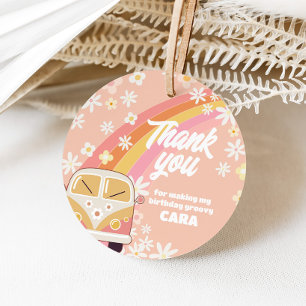 Daisy Groovy Two Birthday Party Round Fevor Tags Geschenkanhänger