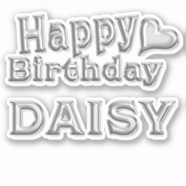 Daisy Happy Birthday silver Aufkleber Sticker (Vorderseite)