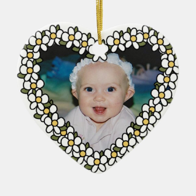 Daisy Heart Add Foto Custom Keepake Ornament (Vorne)
