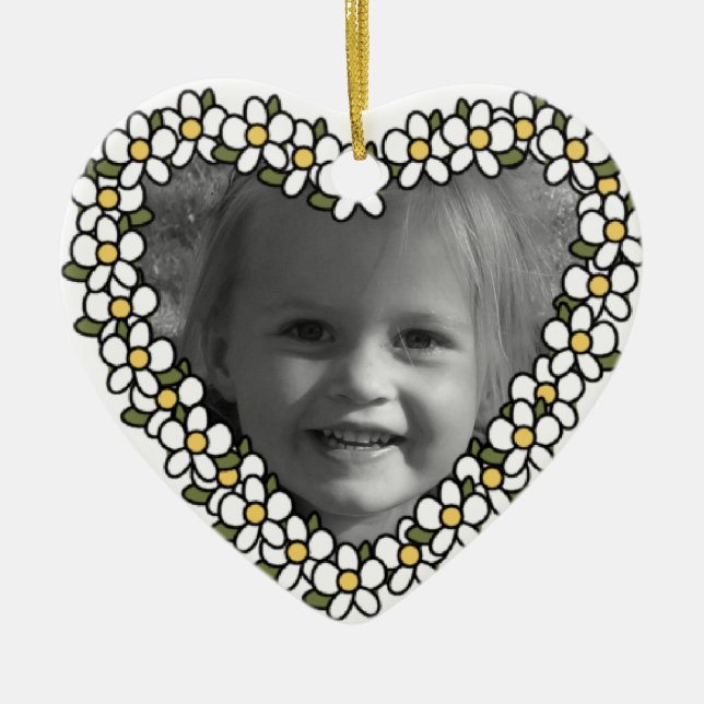 Daisy Heart Add Foto Custom Keepake Ornament (Vorne)