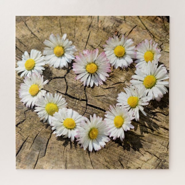 Daisy Heart Jigsaw Puzzle Liebe Geschenk (Horizontal)