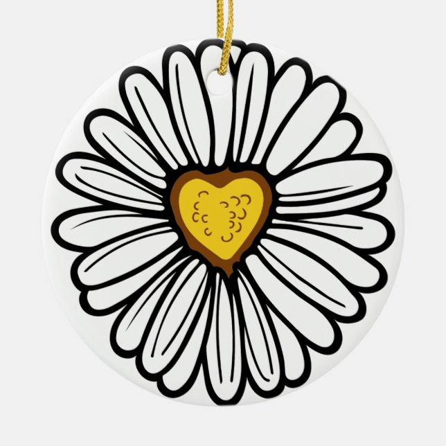 DAISY HEART KERAMIK ORNAMENT (Vorne)