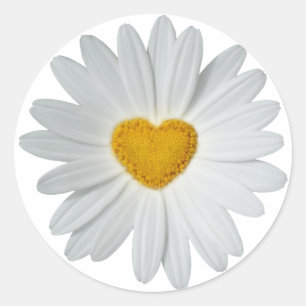 Daisy Heart Runder Aufkleber