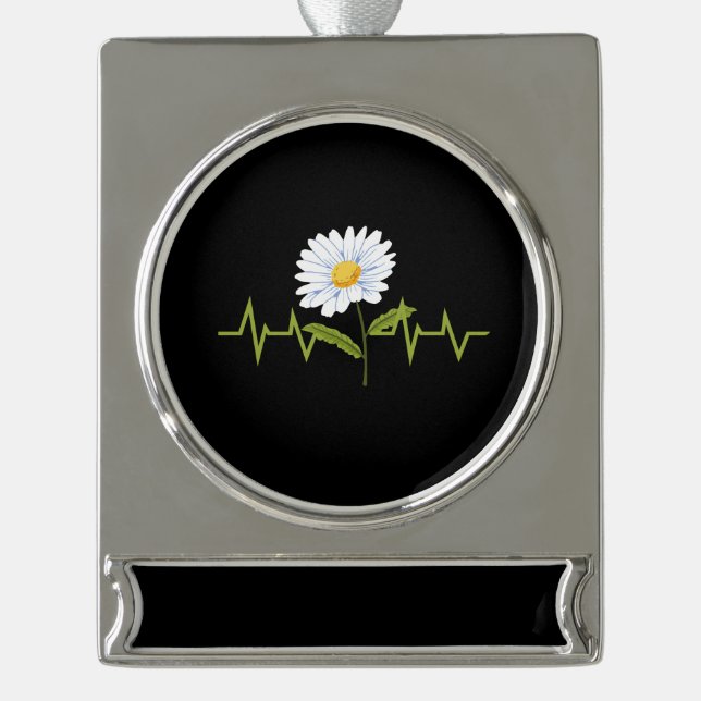 Daisy Heartbeat Banner-Ornament Silber (Vorderseite)