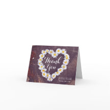 Daisy Herz Rustikale Holz Hochzeit Danke Karte