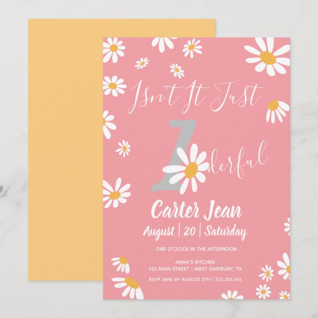 Daisy Hippie Baby Wunderbar Erster Geburtstag (Vorne/Hinten)