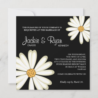 Daisy Hochzeit Einladung Blume Weiß Schwarz