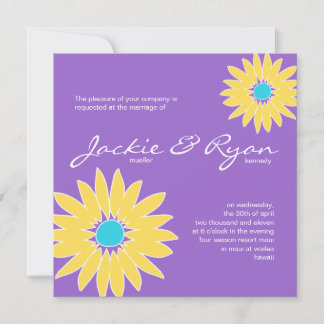 Daisy Hochzeit Einladung Lila Gelb Blau