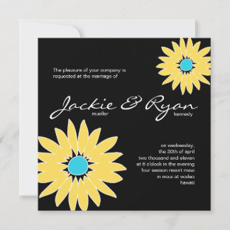 Daisy Hochzeit Einladung Schwarz Gelb Blau