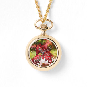 Daisy Horse Abstrakt Art Red White Green Armbanduhr