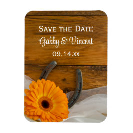 Daisy Horseshoe Country Barn Wedding Save the Date Magnet