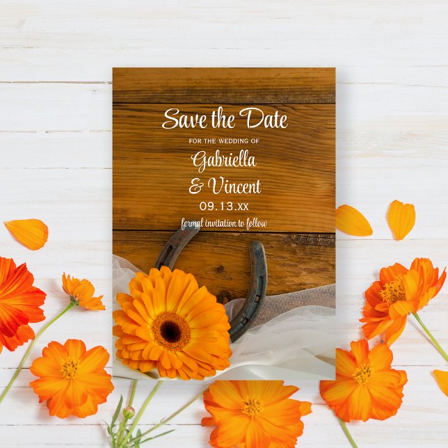Daisy Horseshoe Western Wedding Save the Date (Von Creator hochgeladen)