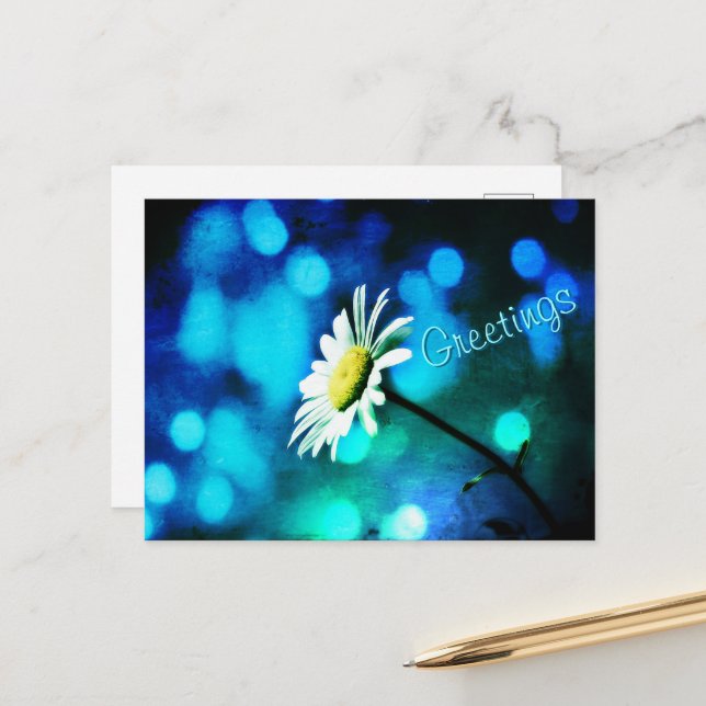 Daisy in Türkisgrüße Postkarte (Vorderseite/Rückseite Beispiel)