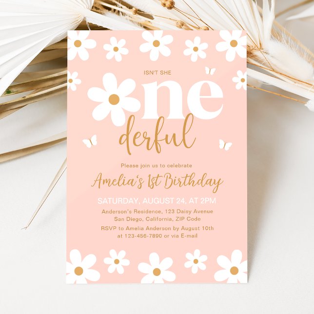 Daisy Isn't She ONEderful 1st Birthday Invitation Einladung (Von Creator hochgeladen)
