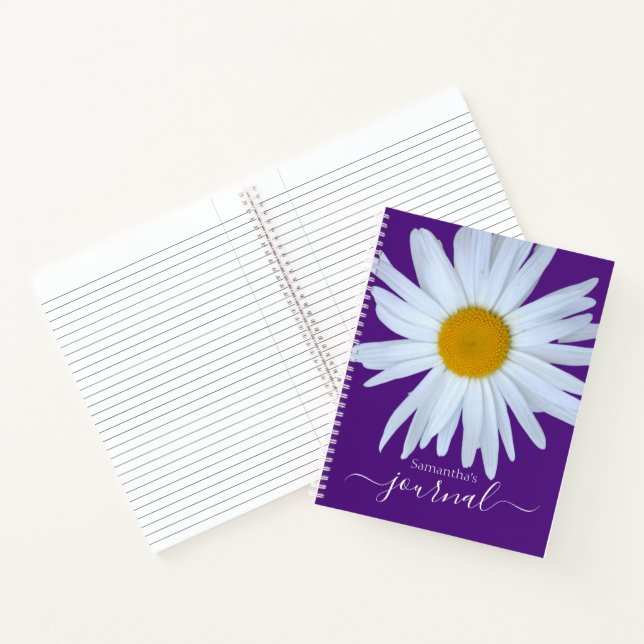 Daisy Journal Lila White Script Spiral Notebook Notizbuch (Innenseite)