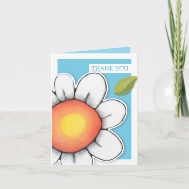 Daisy Joy blue Danke Note Card (Vorderseite)