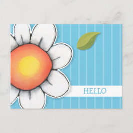 Daisy Joy blue Hello Postcard Postkarte