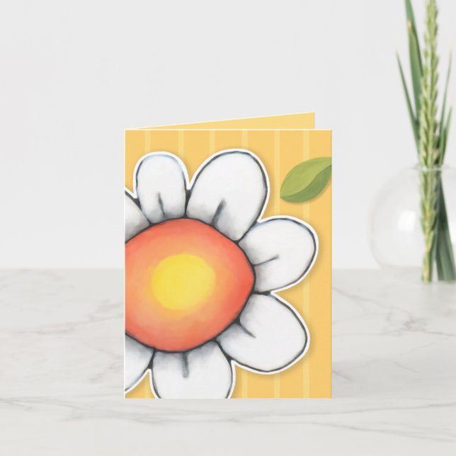 Daisy Joy gelbe Streifen Note Card Karte (Vorderseite)
