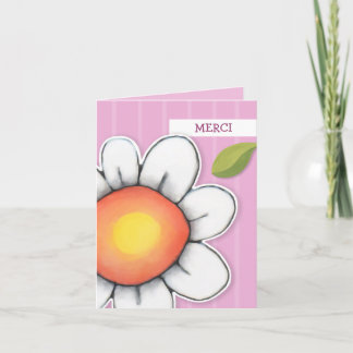 Daisy Joy pink stripes Danke Note Card