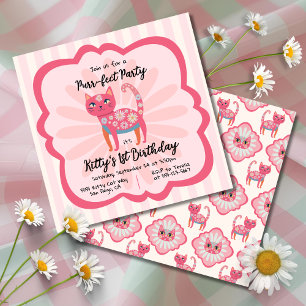 Daisy Kitty Face Purr-fect Geburtstagsparty Einladung