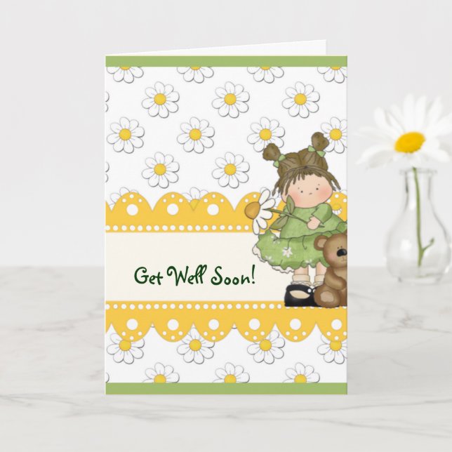 Daisy Kleinkind und Teddy Get Well Card Karte (Kleine Pflanze)