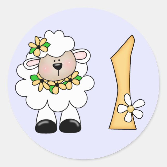 Daisy Lamb 1. Geburtstag Runder Aufkleber (Vorderseite)