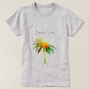 Daisy Liebe Slogan moderne Aquarellkunst Blume T-Shirt