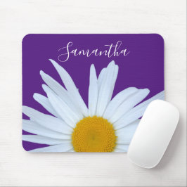 Daisy Lila White Script Mousepad