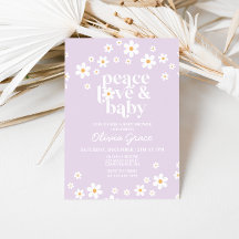 Daisy Lilac Peace Liebe Kinderdusche Einladung