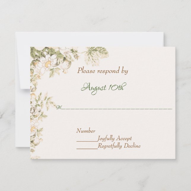 Daisy, Lily of the Valley on Ecru Wedding RSVP Einladung (Vorderseite)