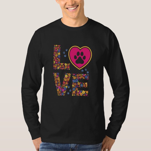 Daisy LOVE Letters Animal Paw Prints T-Shirt (Vorderseite)