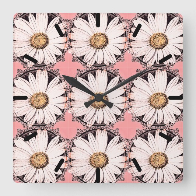 Daisy Mae Quadratische Wanduhr (Vorderseite)