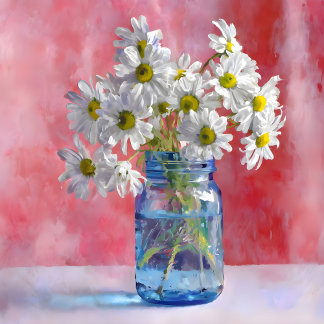 Daisy Mason Jar Romantic Floral Duschvorhang