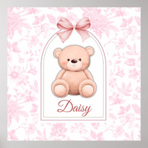 Daisy   Maßgeschneidertes rosa Teddybär-Kinderzimm Poster