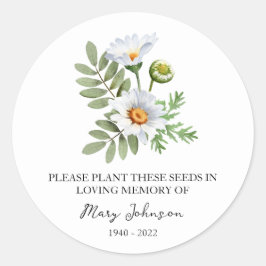 Daisy Memorial Funerary Seed Packet Runder Aufkleber
