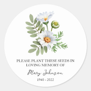 Daisy Memorial Funerary Seed Packet Runder Aufkleber
