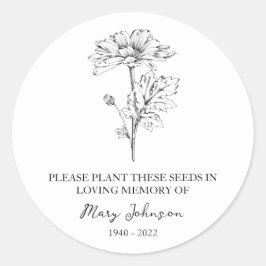 Daisy Memorial Funerary Seed Packet Runder Aufkleber