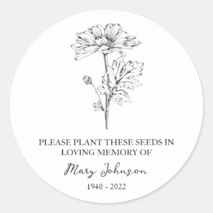 Daisy Memorial Funerary Seed Packet Runder Aufkleber