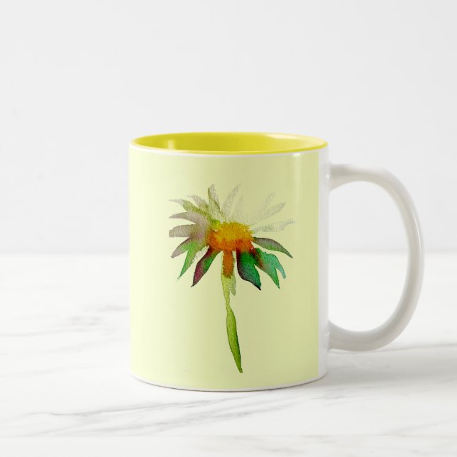 Daisy moderne Aquarellkunst Blume Zweifarbige Tasse (Rechts)
