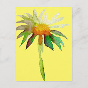 Daisy Moderne Blume in Gelb Postkarte